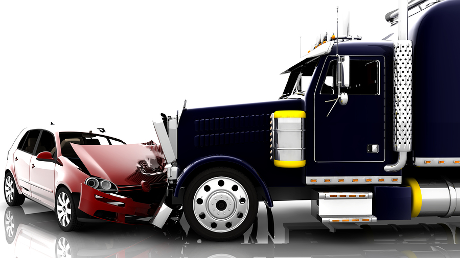 Truck accident with red car