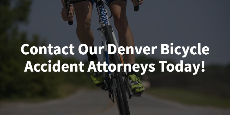 picture of a cyclist on the road, caption "contact our denver bicycle accident attorneys today!"
